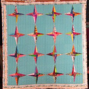 Art Quilt Spinning Stars Abstract Rhinestones
